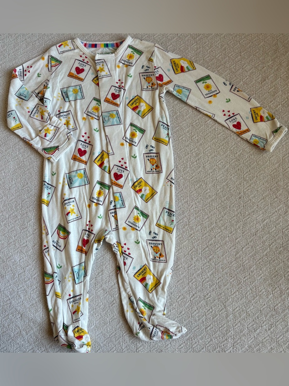 Magnetic Me White Footed One-Piece with Colorful Patch Print